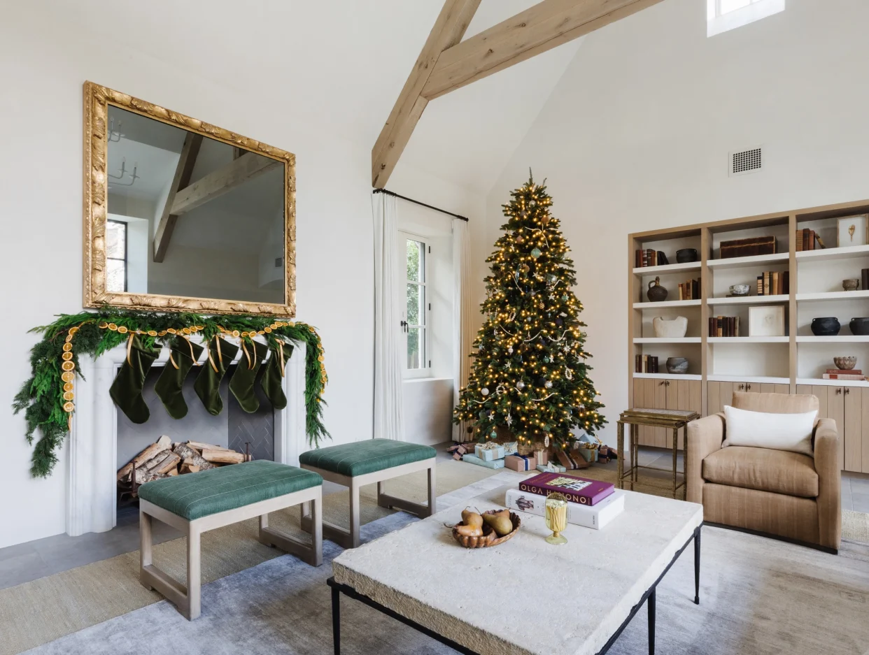 Photo of living room with christmas decorations